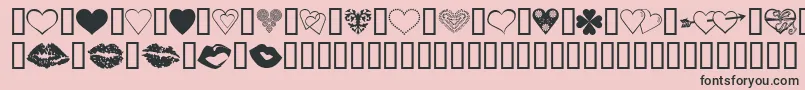 LuvNKisses-fontti – mustat fontit vaaleanpunaisella taustalla
