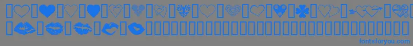フォントLuvNKisses – 灰色の背景に青い文字