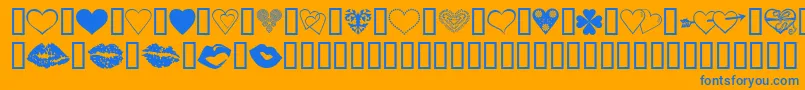 フォントLuvNKisses – オレンジの背景に青い文字