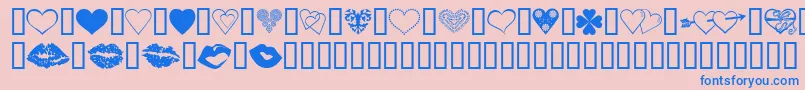 フォントLuvNKisses – ピンクの背景に青い文字