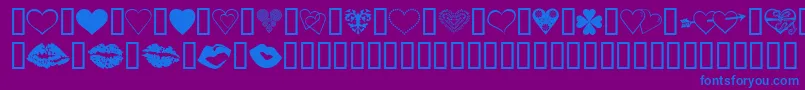 フォントLuvNKisses – 紫色の背景に青い文字