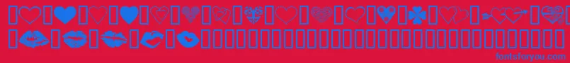 LuvNKisses-fontti – siniset fontit punaisella taustalla