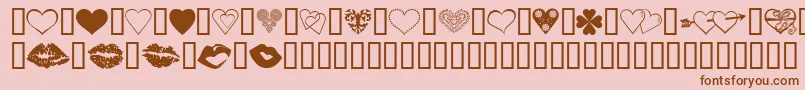 LuvNKisses-fontti – ruskeat fontit vaaleanpunaisella taustalla