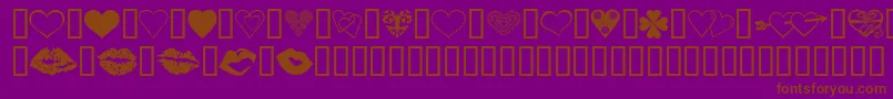 フォントLuvNKisses – 紫色の背景に茶色のフォント