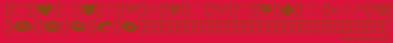 LuvNKisses-fontti – ruskeat fontit punaisella taustalla
