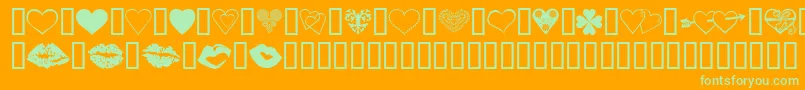 LuvNKisses Font – Green Fonts on Orange Background