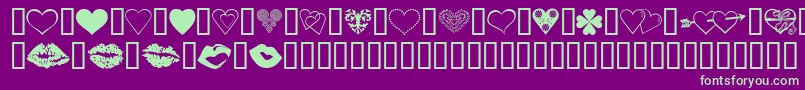 LuvNKisses Font – Green Fonts on Purple Background