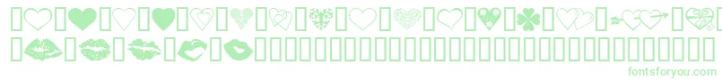LuvNKisses Font – Green Fonts on White Background