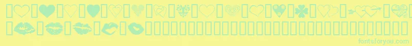 LuvNKisses Font – Green Fonts on Yellow Background