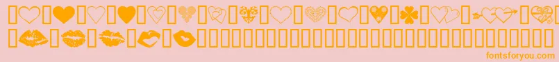 フォントLuvNKisses – オレンジの文字がピンクの背景にあります。