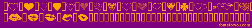 フォントLuvNKisses – 紫色の背景にオレンジのフォント
