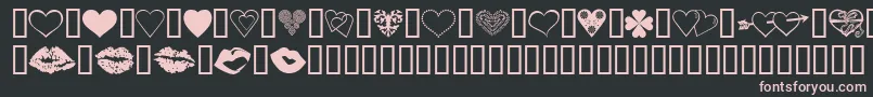 LuvNKisses-fontti – vaaleanpunaiset fontit mustalla taustalla