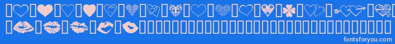 フォントLuvNKisses – ピンクの文字、青い背景