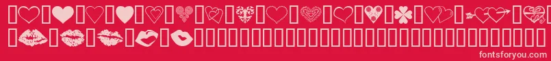 LuvNKisses-fontti – vaaleanpunaiset fontit punaisella taustalla