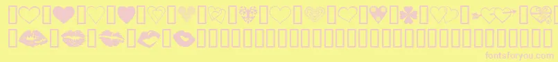 Czcionka LuvNKisses – różowe czcionki na żółtym tle