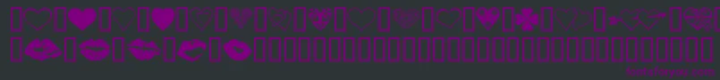 LuvNKisses-fontti – violetit fontit mustalla taustalla