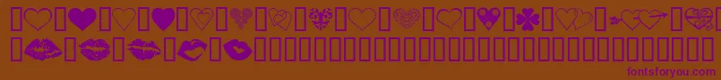 フォントLuvNKisses – 紫色のフォント、茶色の背景