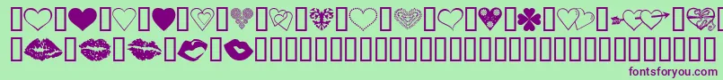 LuvNKisses-fontti – violetit fontit vihreällä taustalla