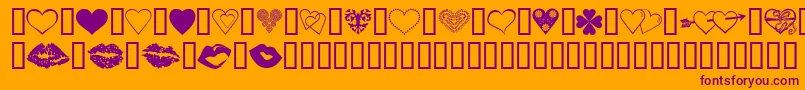 Шрифт LuvNKisses – фиолетовые шрифты на оранжевом фоне