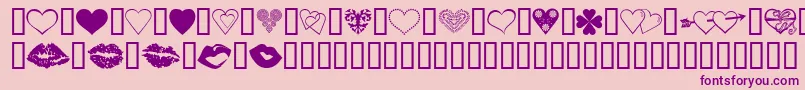 Шрифт LuvNKisses – фиолетовые шрифты на розовом фоне