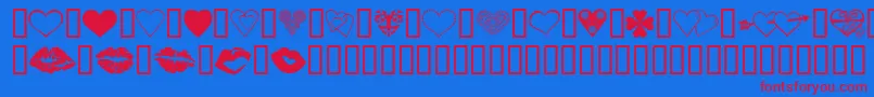 LuvNKisses-fontti – punaiset fontit sinisellä taustalla