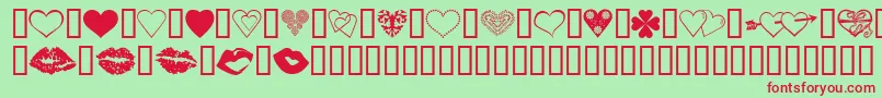 LuvNKisses Font – Red Fonts on Green Background