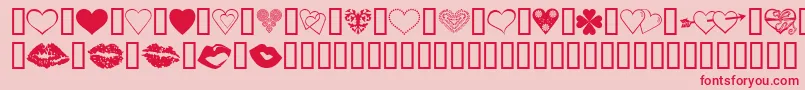 LuvNKisses-fontti – punaiset fontit vaaleanpunaisella taustalla