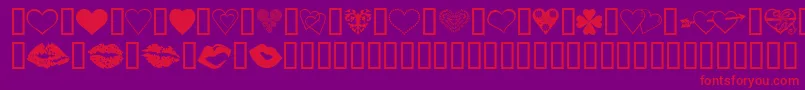 LuvNKisses-Schriftart – Rote Schriften auf violettem Hintergrund