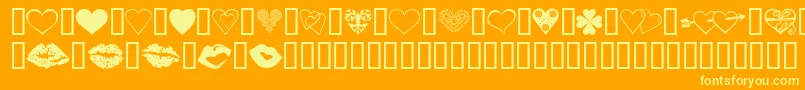 LuvNKisses-fontti – keltaiset fontit oranssilla taustalla