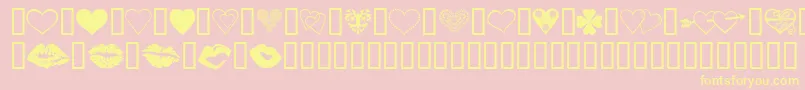 Fonte LuvNKisses – fontes amarelas em um fundo rosa