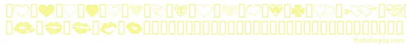 LuvNKisses-fontti – keltaiset fontit valkoisella taustalla