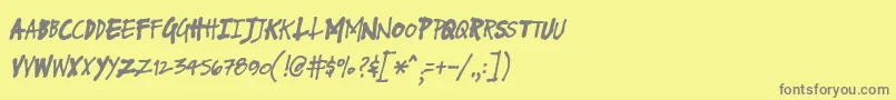 フォントFuseNormalItalic – 黄色の背景に灰色の文字