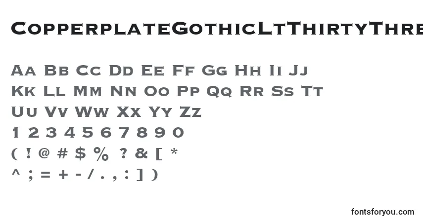Schriftart CopperplateGothicLtThirtyThreeBc – Alphabet, Zahlen, spezielle Symbole