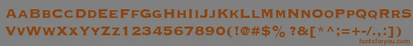 フォントCopperplateGothicLtThirtyThreeBc – 茶色の文字が灰色の背景にあります。