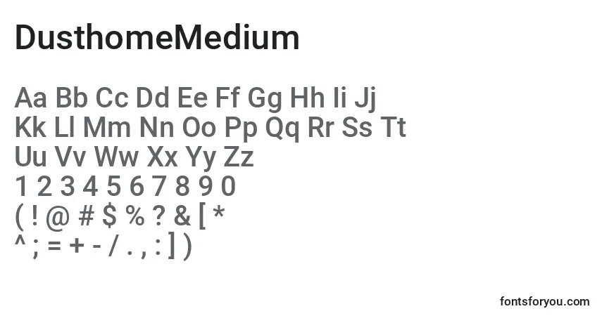 Schriftart DusthomeMedium – Alphabet, Zahlen, spezielle Symbole