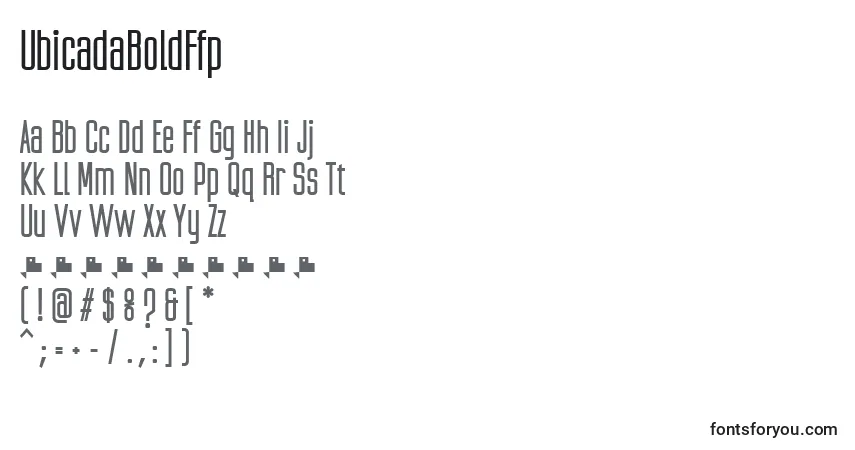 Шрифт UbicadaBoldFfp (86938) – алфавит, цифры, специальные символы