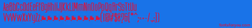 UbicadaBoldFfp-Schriftart – Rote Schriften auf blauem Hintergrund