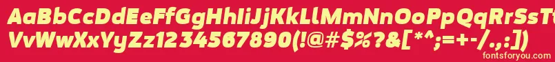 Fonte MovaviGrotesqueBlackItalic – fontes amarelas em um fundo vermelho