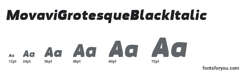 Размеры шрифта MovaviGrotesqueBlackItalic