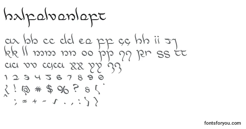 Czcionka Halfelvenleft – alfabet, cyfry, specjalne znaki