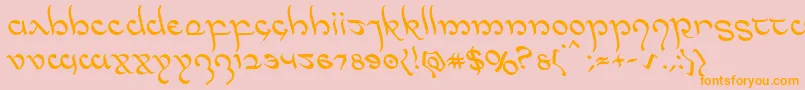 Halfelvenleft-Schriftart – Orangefarbene Schriften auf rosa Hintergrund