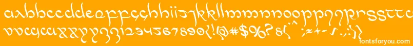 Halfelvenleft-Schriftart – Weiße Schriften auf orangefarbenem Hintergrund