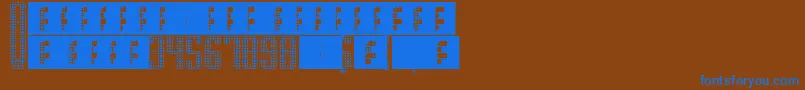 SupergunsGrid Font – Blue Fonts on Brown Background