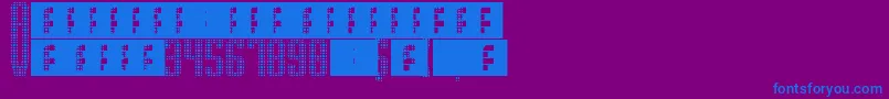 Czcionka SupergunsGrid – niebieskie czcionki na fioletowym tle