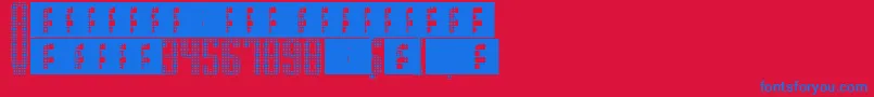 SupergunsGrid Font – Blue Fonts on Red Background