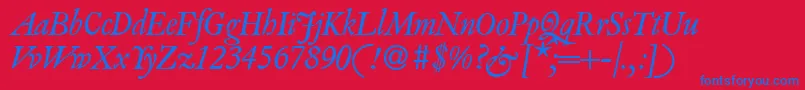 VanitybookItalic Font – Blue Fonts on Red Background