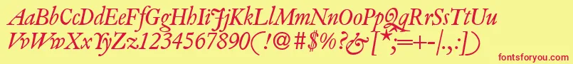 VanitybookItalic Font – Red Fonts on Yellow Background