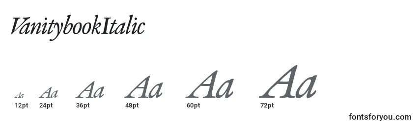 VanitybookItalic Font Sizes