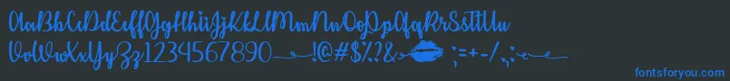 Шрифт KissMeOrNotTtf – синие шрифты на чёрном фоне