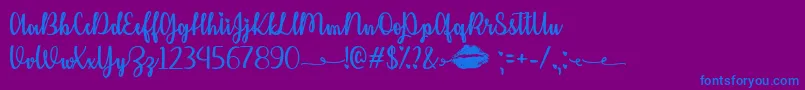Шрифт KissMeOrNotTtf – синие шрифты на фиолетовом фоне